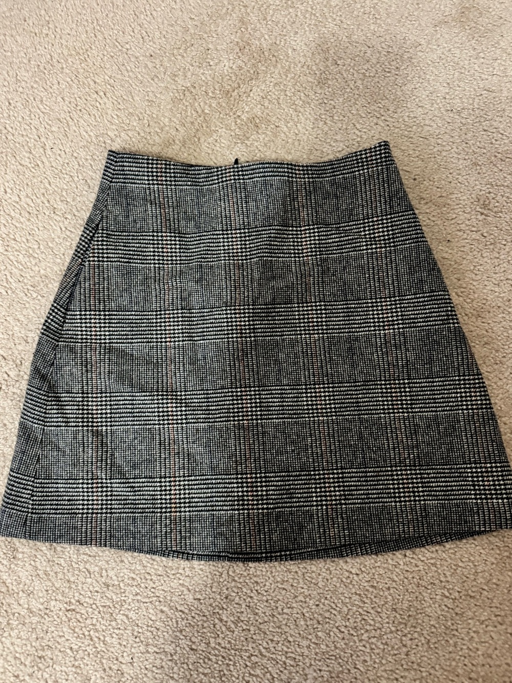Womens Black & White Plaid A-Line Skirt